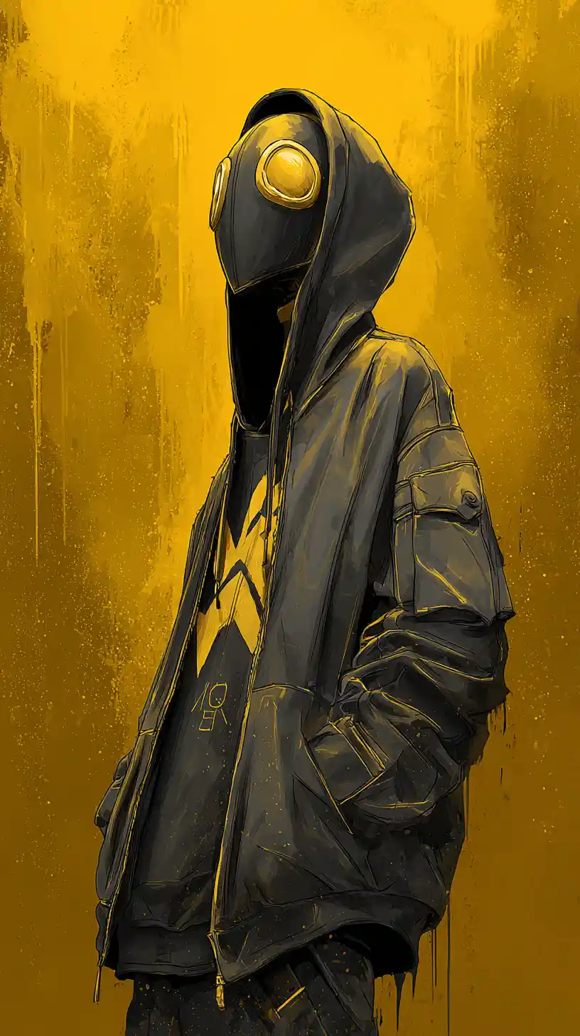 Misty cloaked soldier on a rainy urban street in shadow