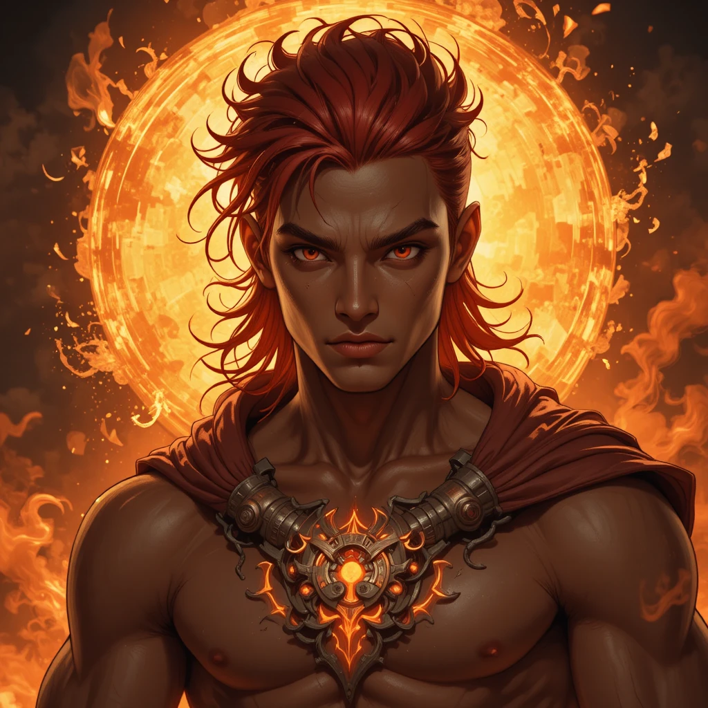 Bronzed Red Eyed Chaos God In A Fantasy Realm