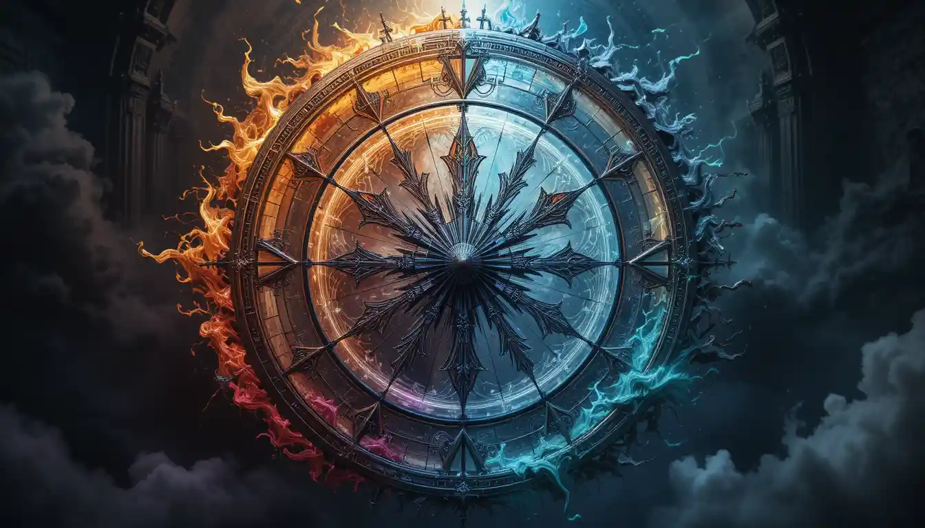 Cosmic wheel of planes orbiting a fractured rim of time