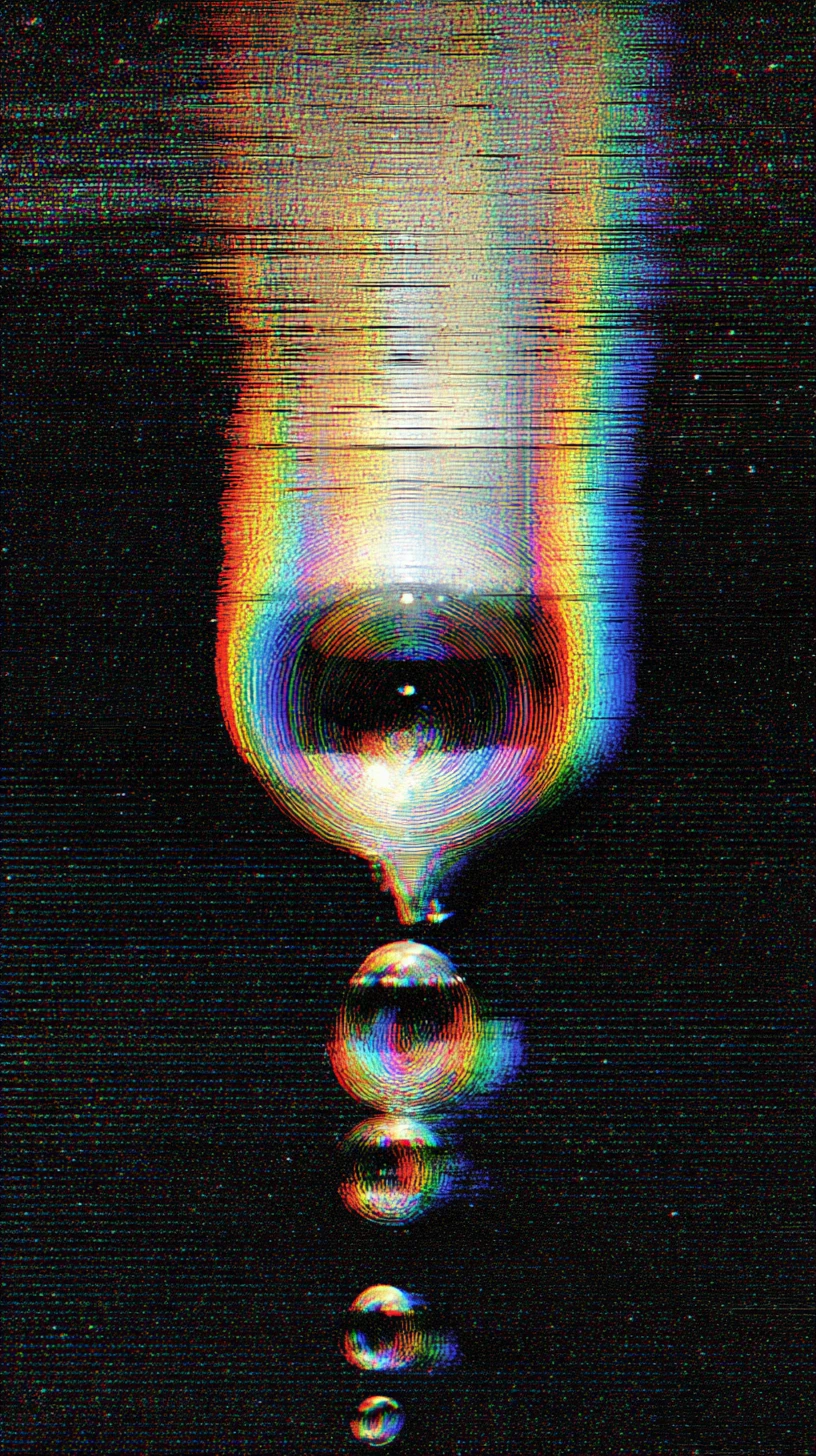 Glitchcore geometric shapes in frozen vaporwave neon glow