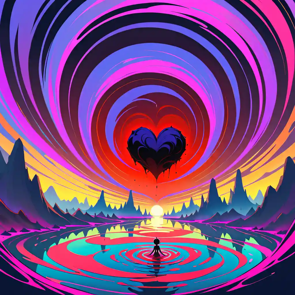 Human Heart Falling Into A Dark Cosmic Void