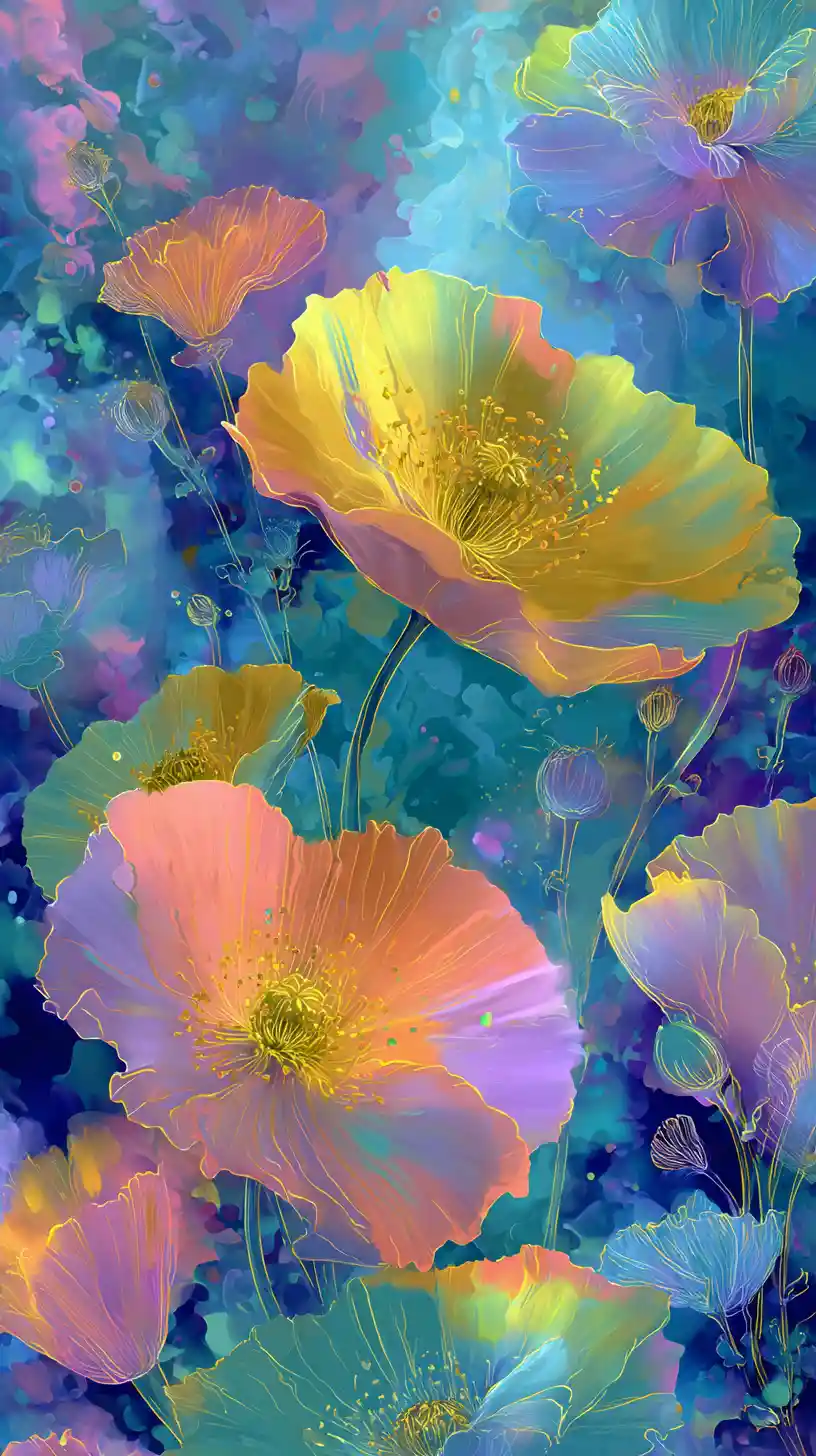 Colorful exotic flowers glowing in bright daylight
