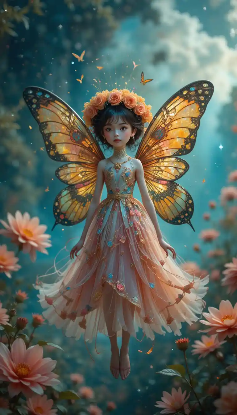 Whimsical dragonfly in a colorful fantasy illustration