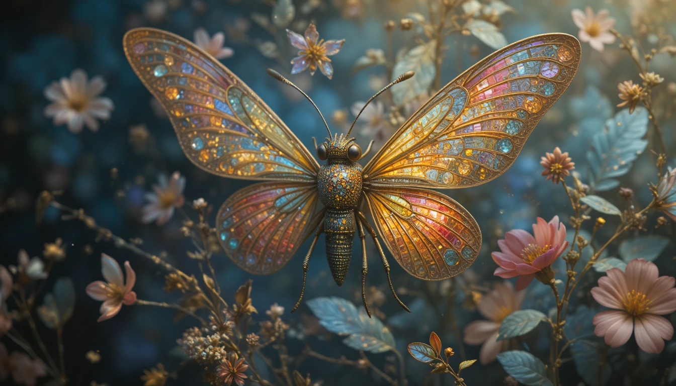 Whimsical dragonfly illustration in a dreamy artistic style