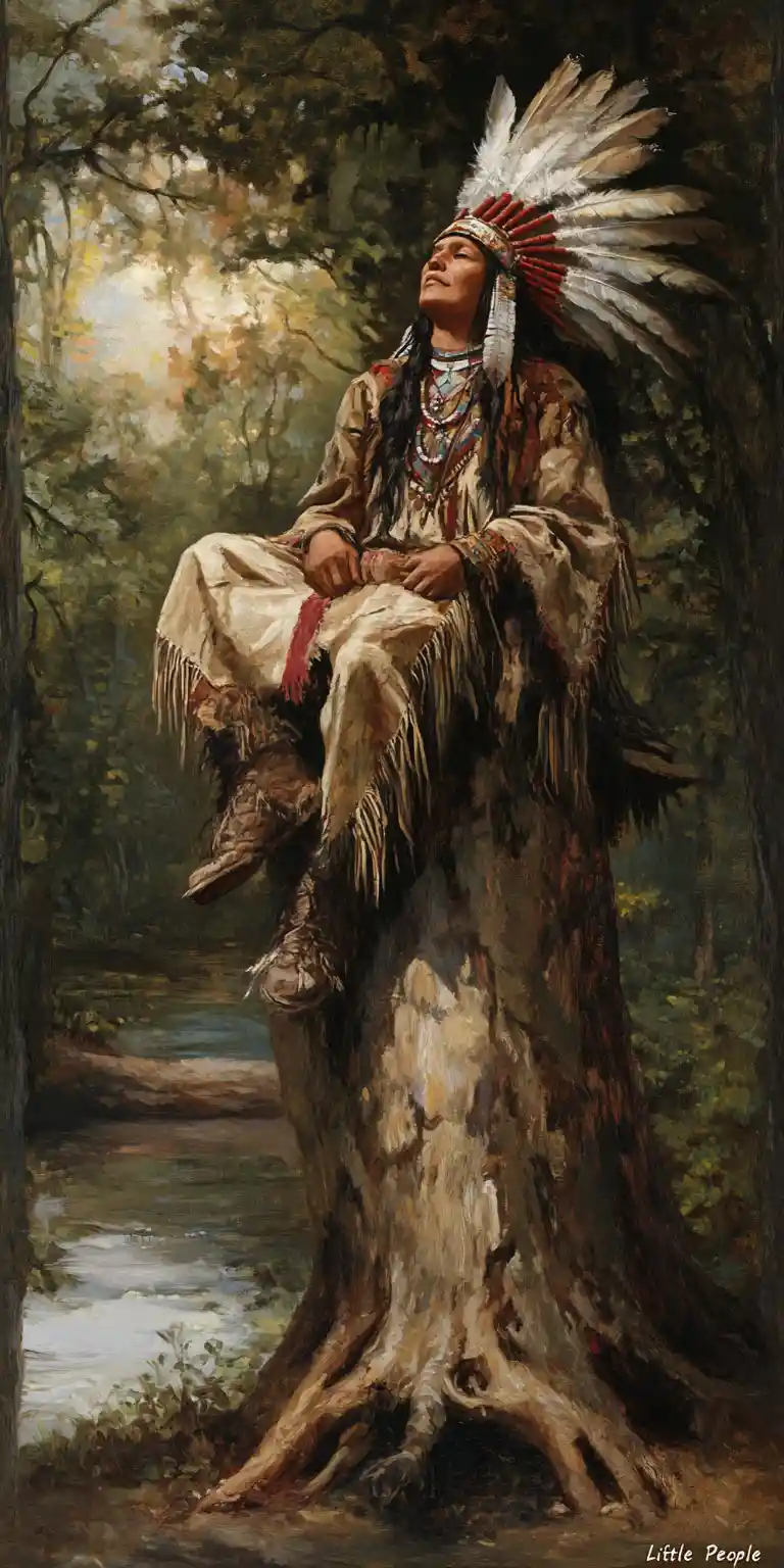 Mysterious little people from native folklore in nature
