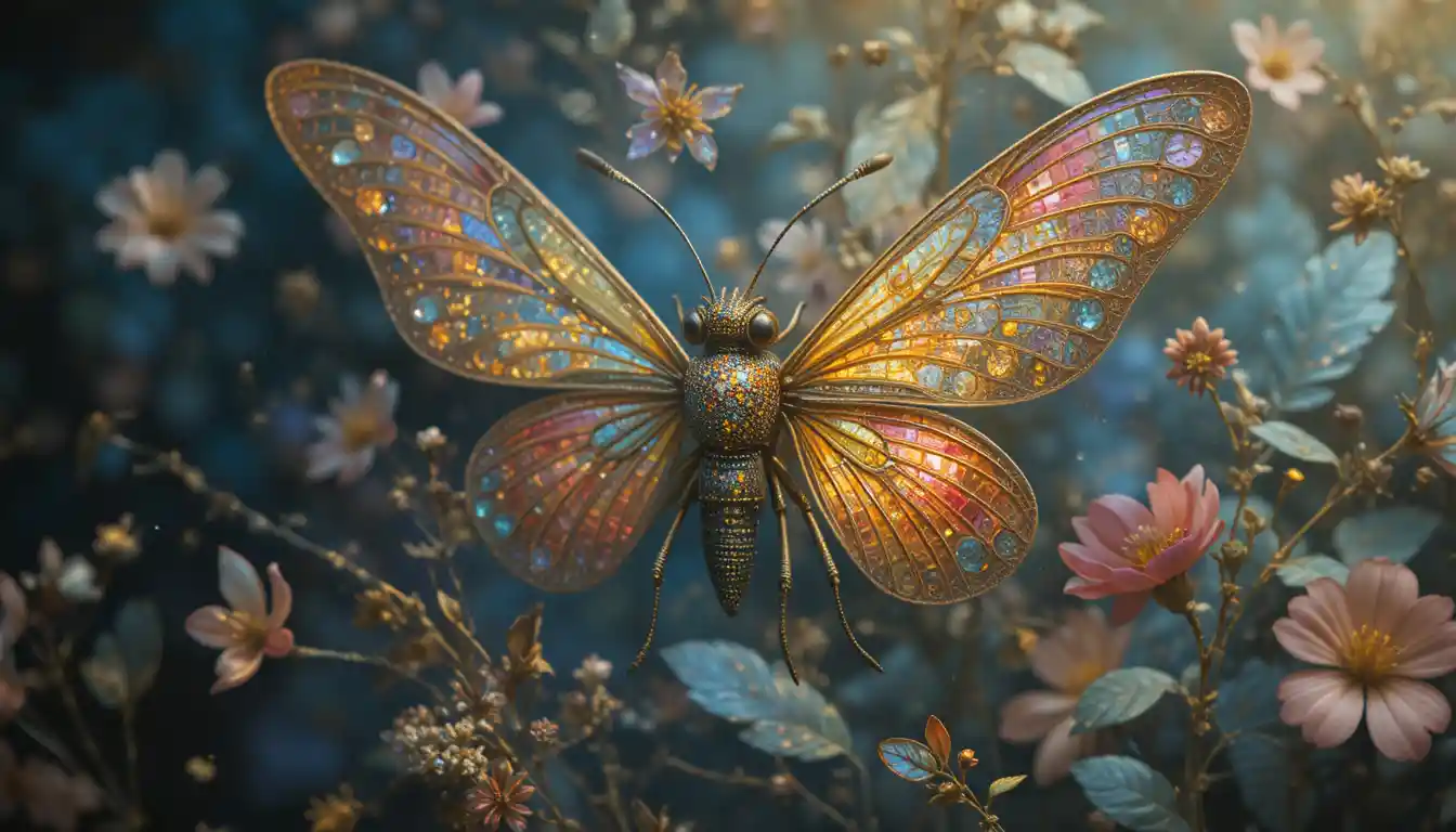 Whimsical dragonfly illustration in a dreamy artistic style