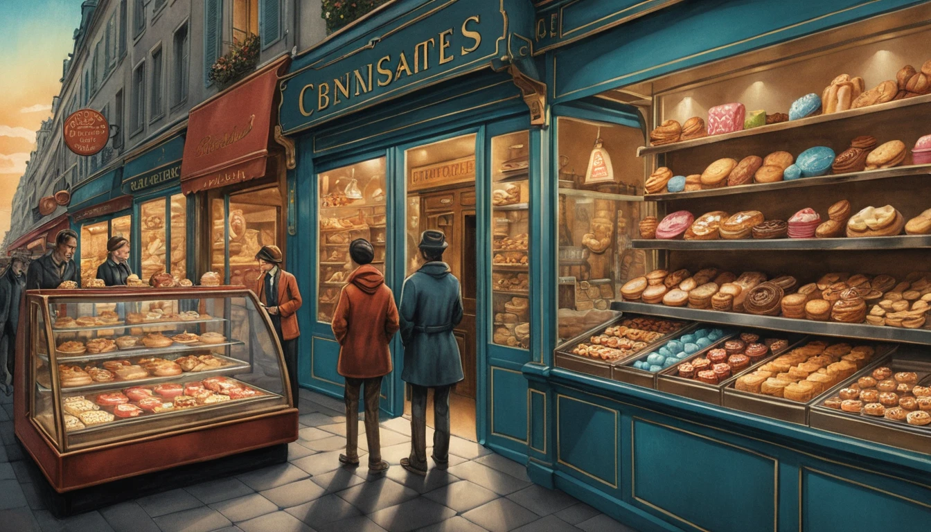 Callejón de postres fantasioso en un concurrido centro comercial