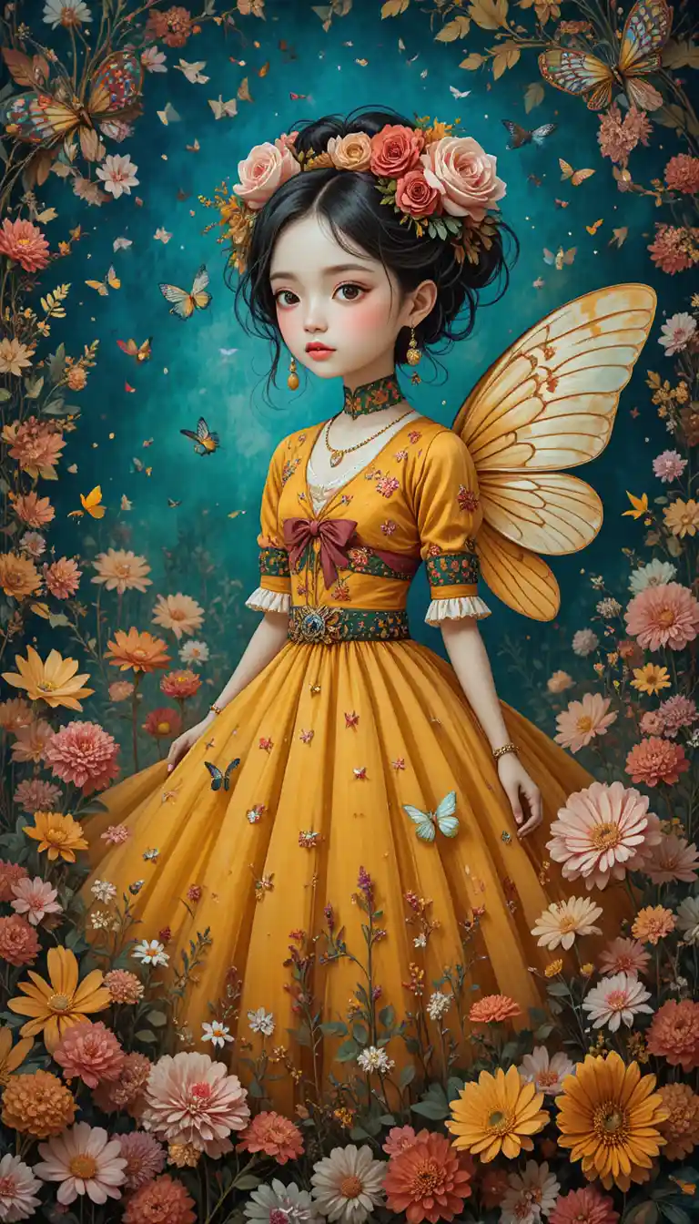 Abelhas lúdicas ilustradas em um estilo colorido e onírico
