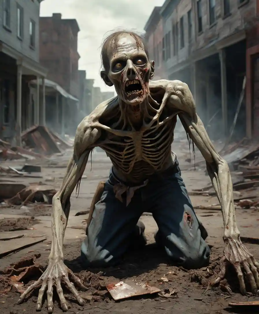 Zombie Crawling From The Earth With Decayed Reaching Hand