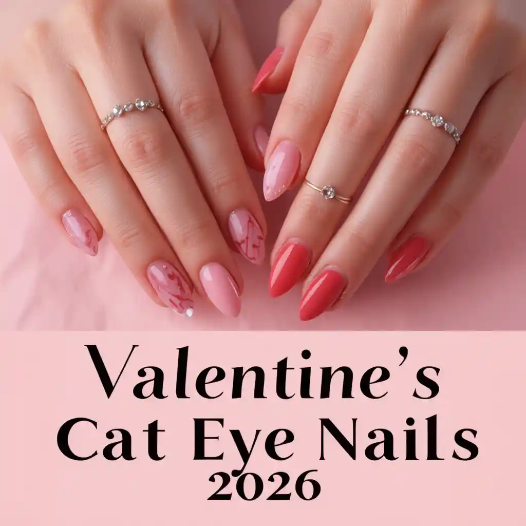 Primo piano di mani con unghie rosa e rosse di San Valentino