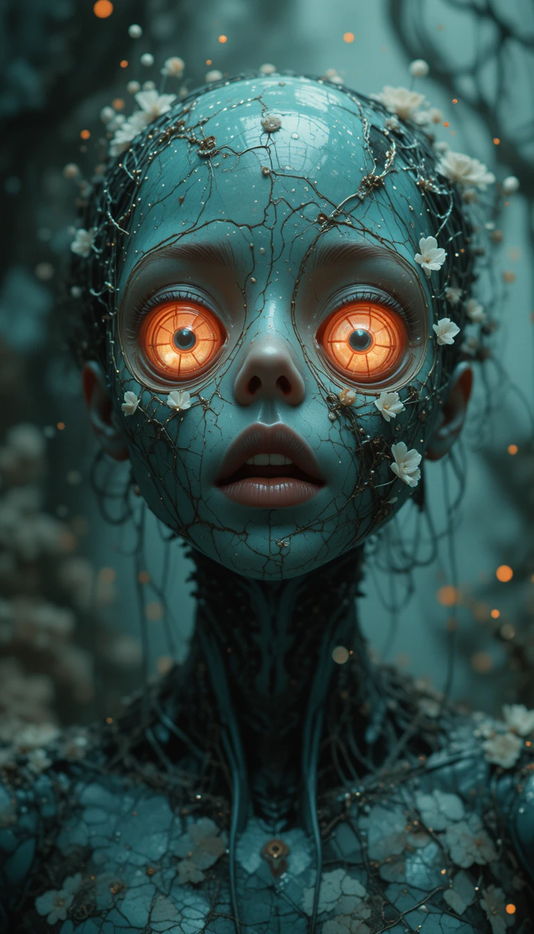 Alien aterrorizante em um mundo de ficção científica surreal