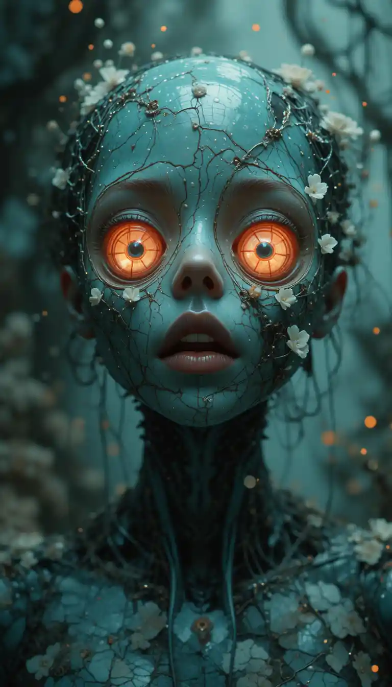 Alien terrifiant dans un monde de science-fiction surréaliste
