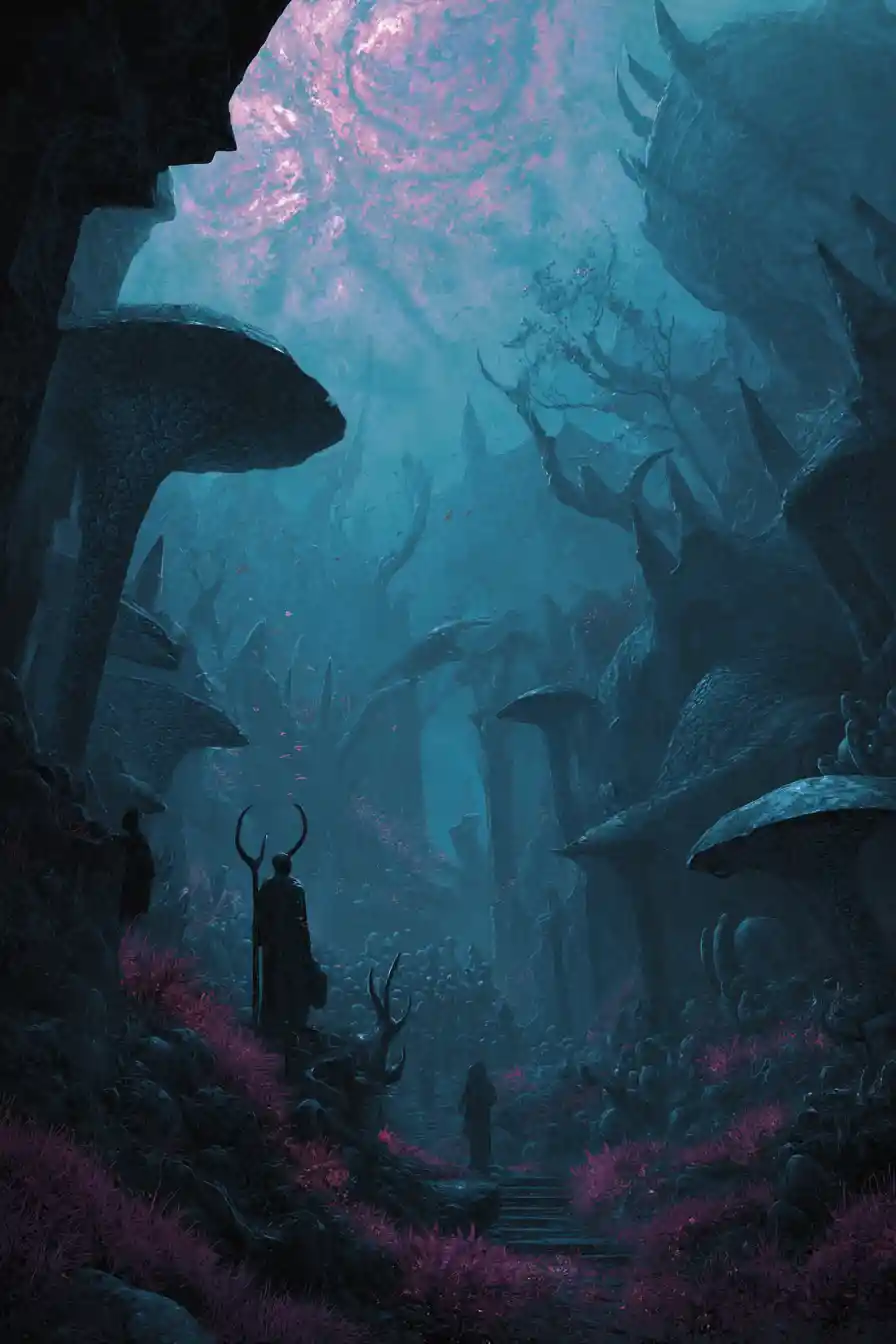Surreal Underworld Realm Of Dreamlike Mythical Creatures
