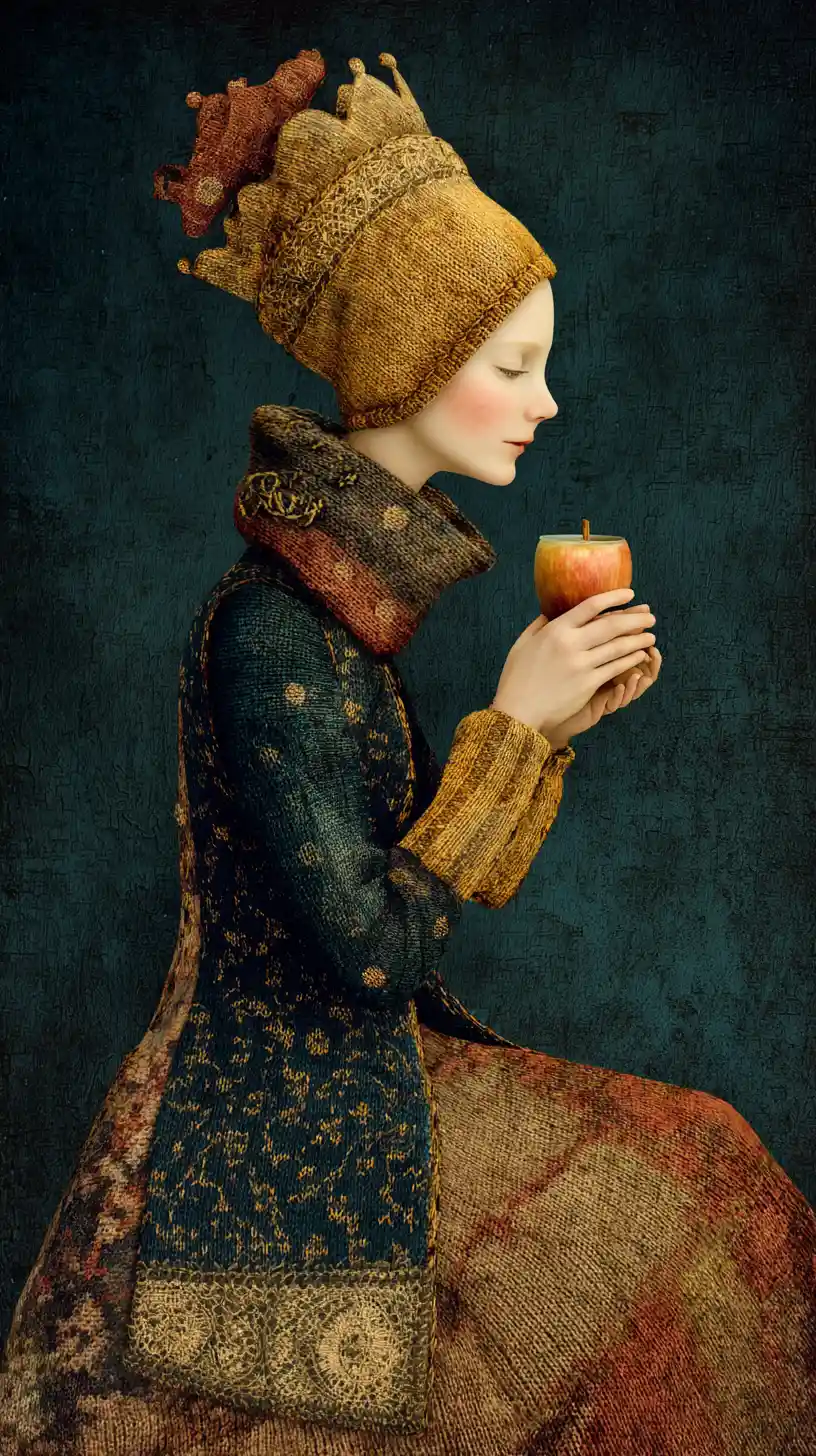 Colorful winter cocktail with knitted woolen texture