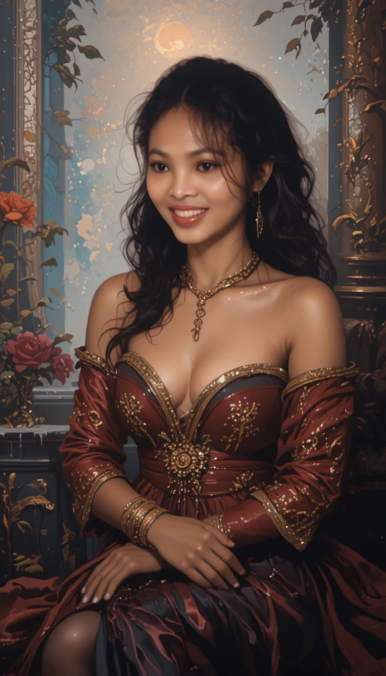 Romantic impressionist baroque painting with deep chiaroscuro