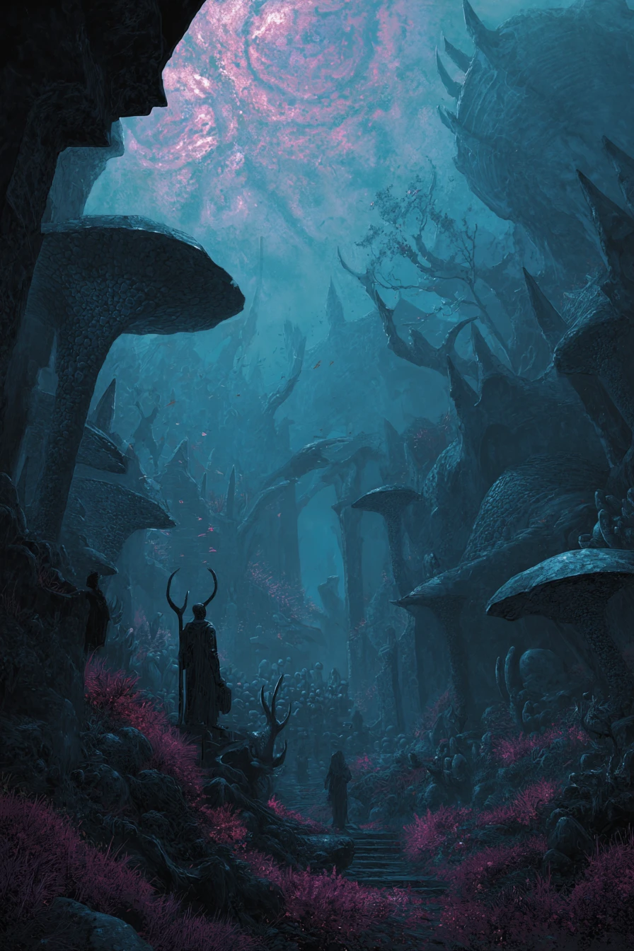 Reino Subterráneo Surreal de Criaturas Míticas Oníricas