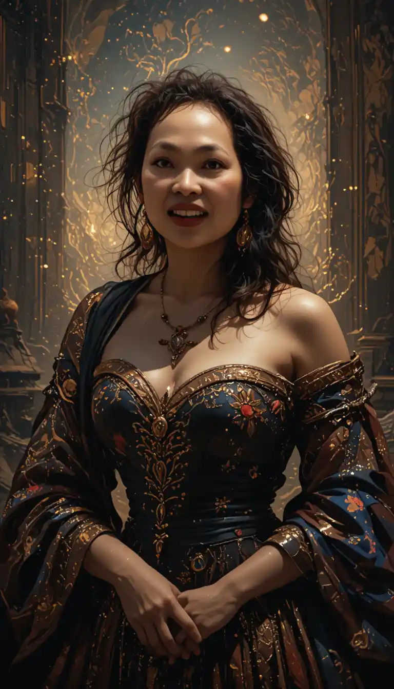 Romantic impressionist baroque painting with deep chiaroscuro shadows