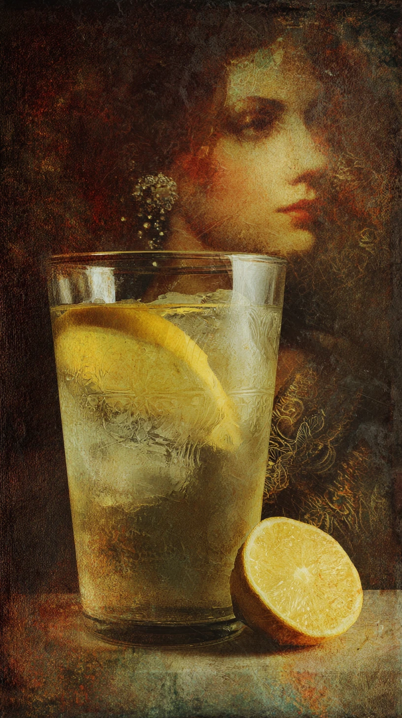 Close up of a warm yellow winter cocktail in a glass