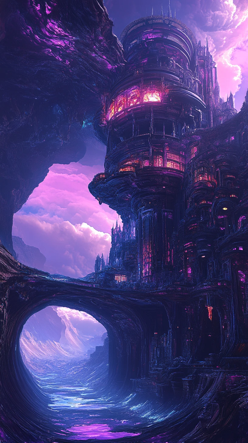 Surreal house twisting through an impossible looping realm