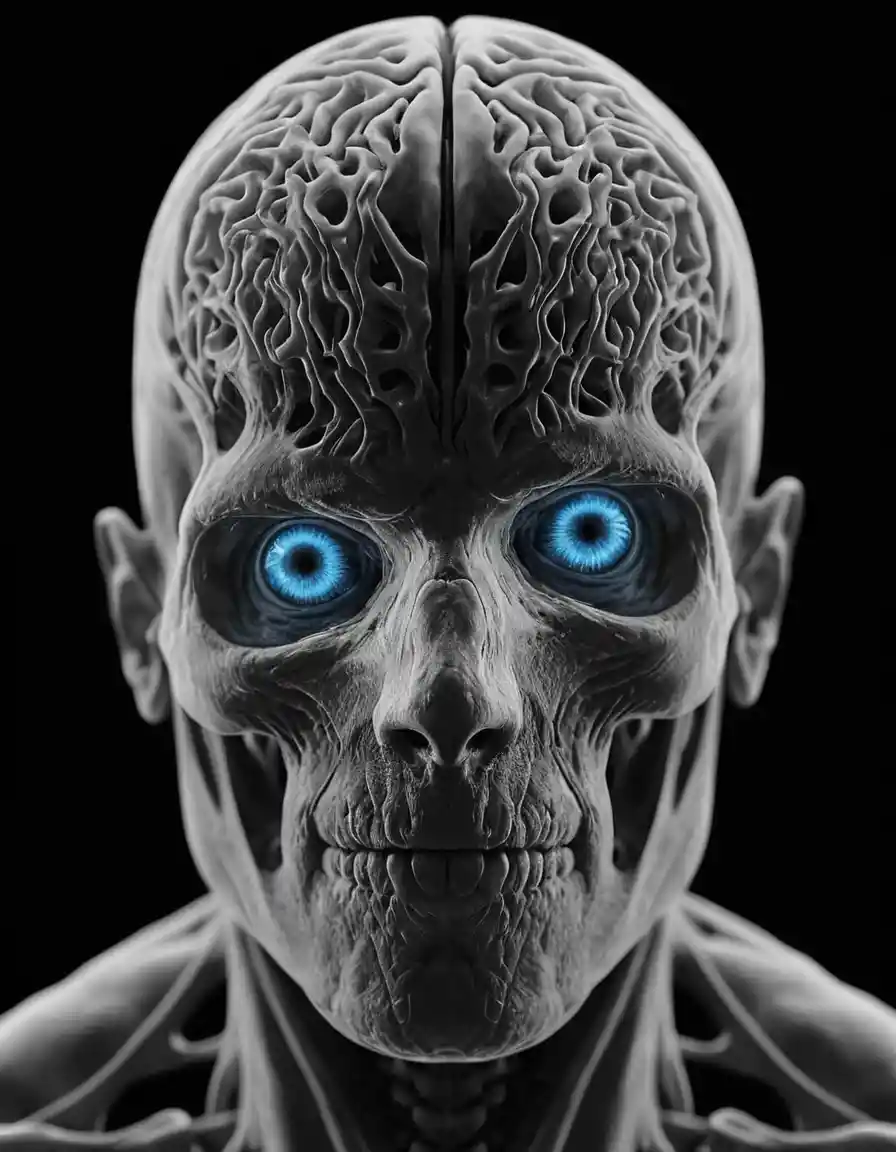 Scan numérique du cerveau humain avec cible sur le cortex préfrontal