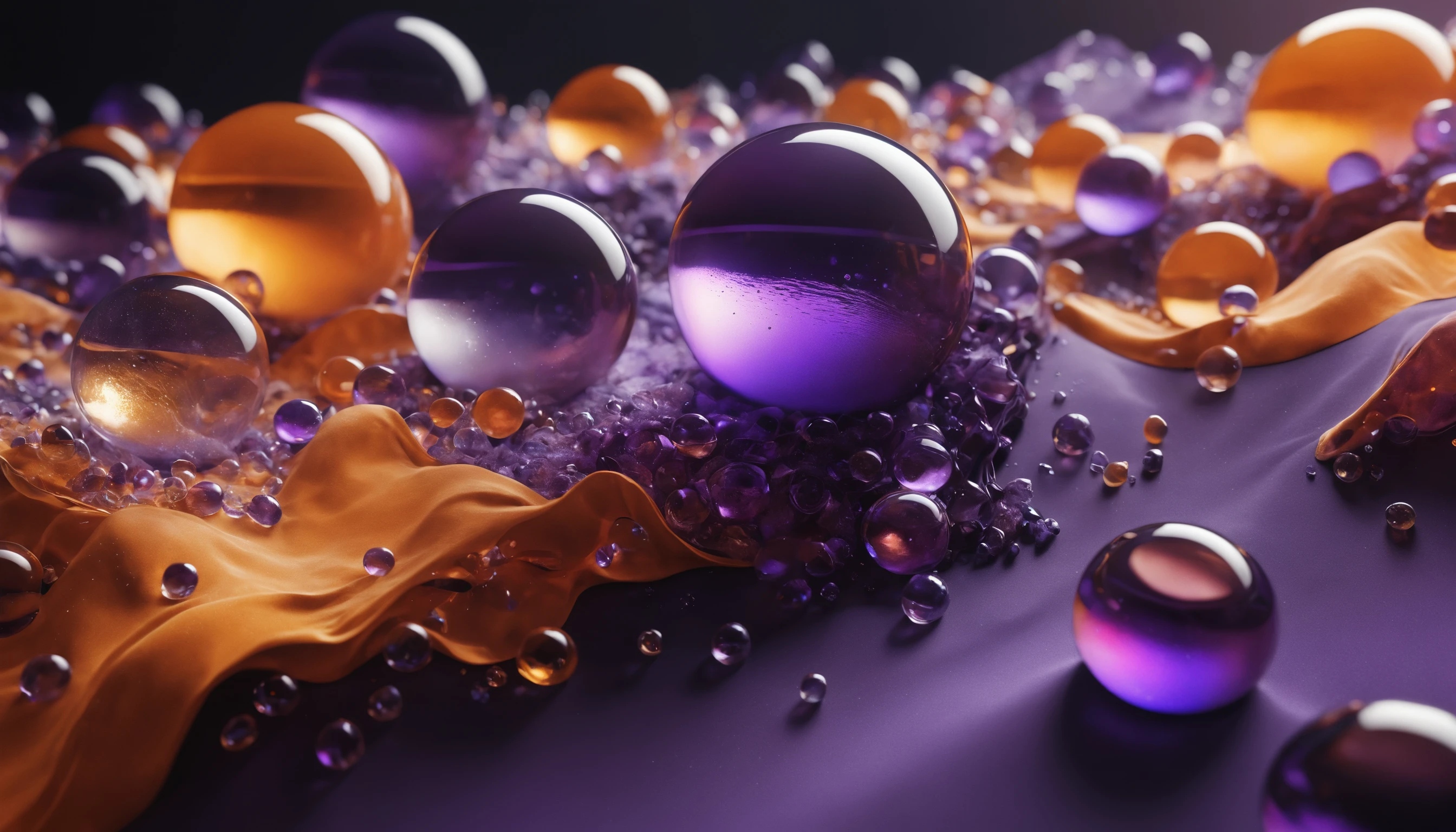 Macro abstract textures with liquid silk crystals and velvet