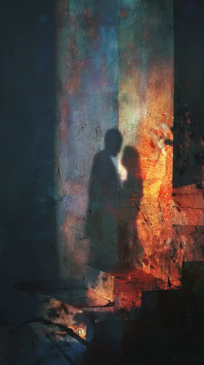 Eerie wall shadows with surreal double exposure effects