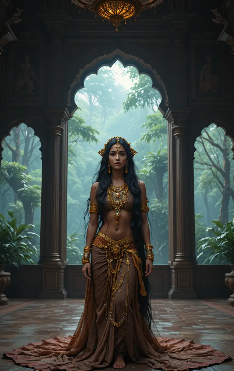Young Indian princess in a grand palace interior