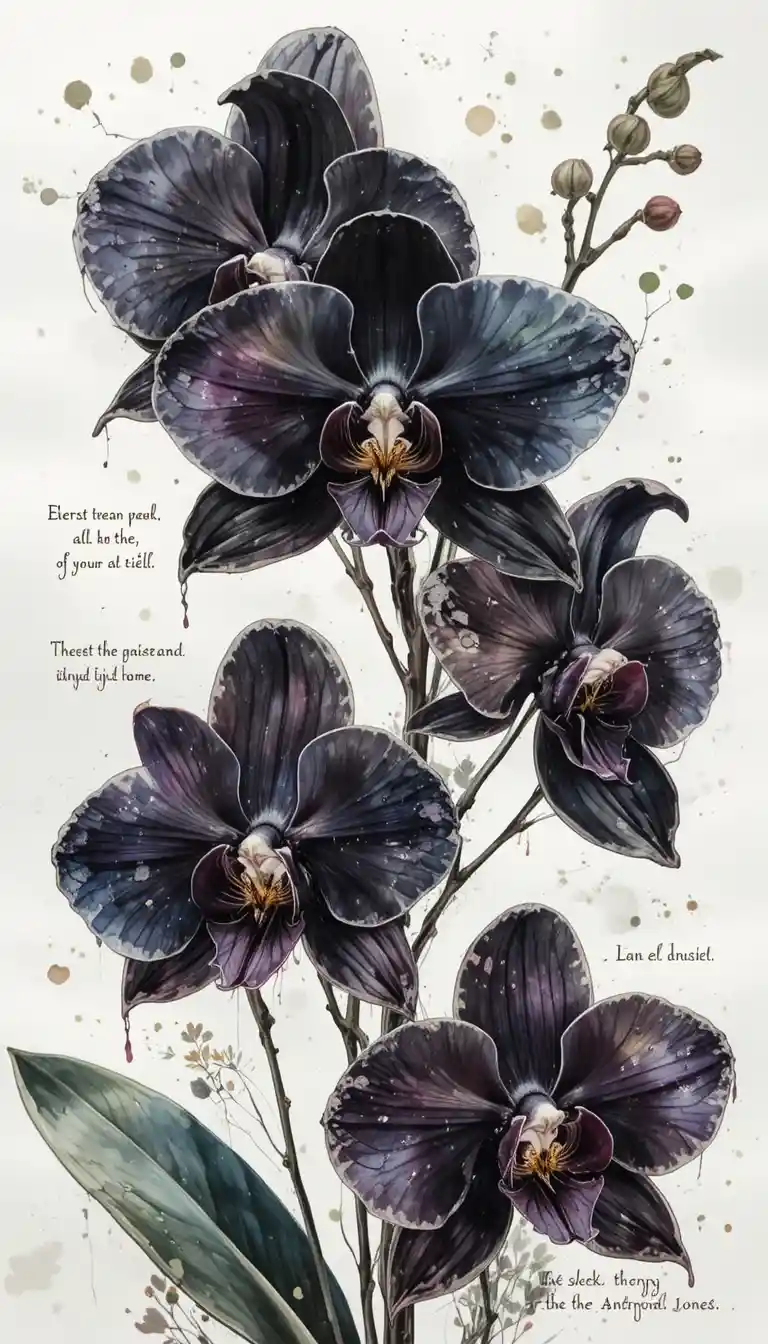 Orchidee vettoriali colorate in un'illustrazione grafica di flyer ad acquerello