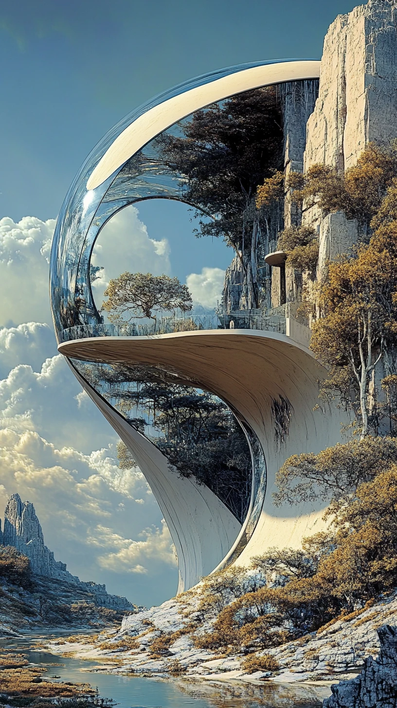 Surreal house twisting through a looping dreamlike realm