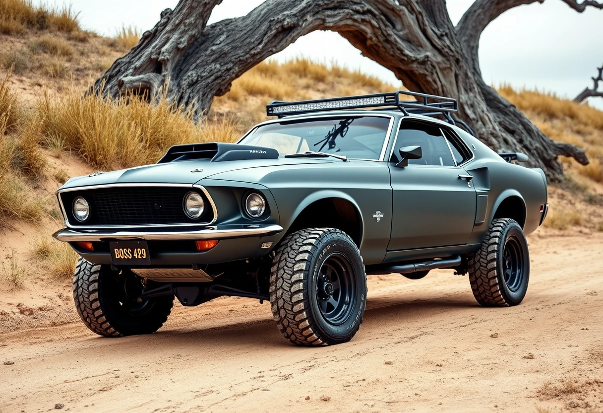 Klassischer Muscle-Car fürs Gelände in einer rauen Wüstenlandschaft