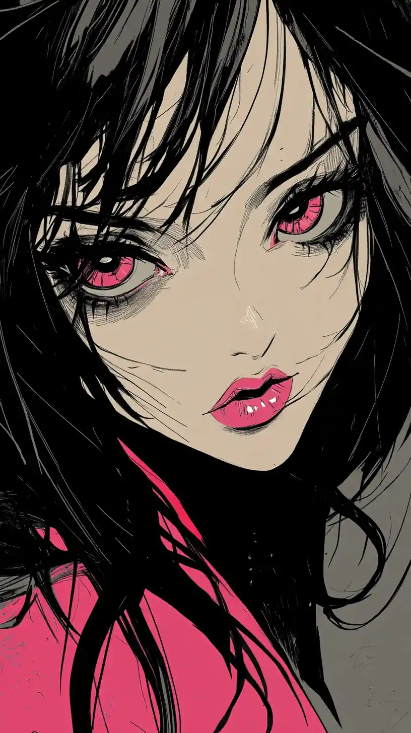 Manga portrait of a confident girl with intense eyes