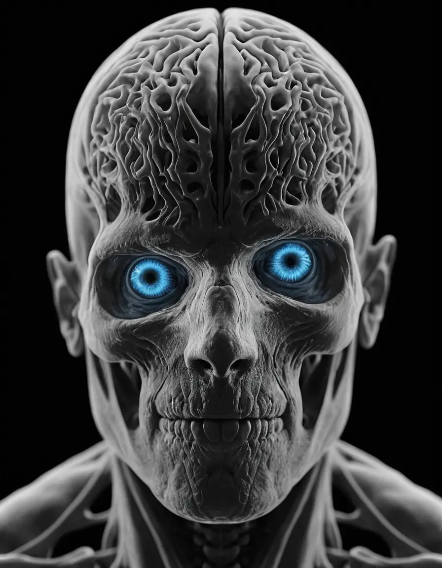 Scan numérique du cerveau humain avec cible sur le cortex préfrontal