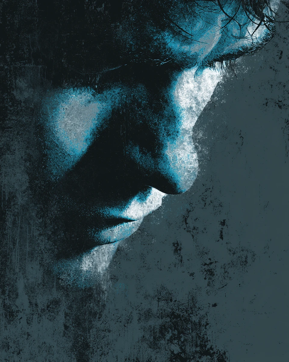 Close up portrait of a woman with face in deep shadow