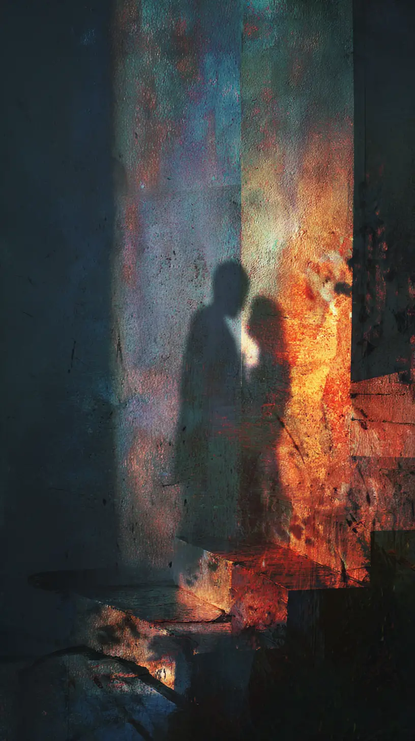 Eerie wall shadows with surreal double exposure effects