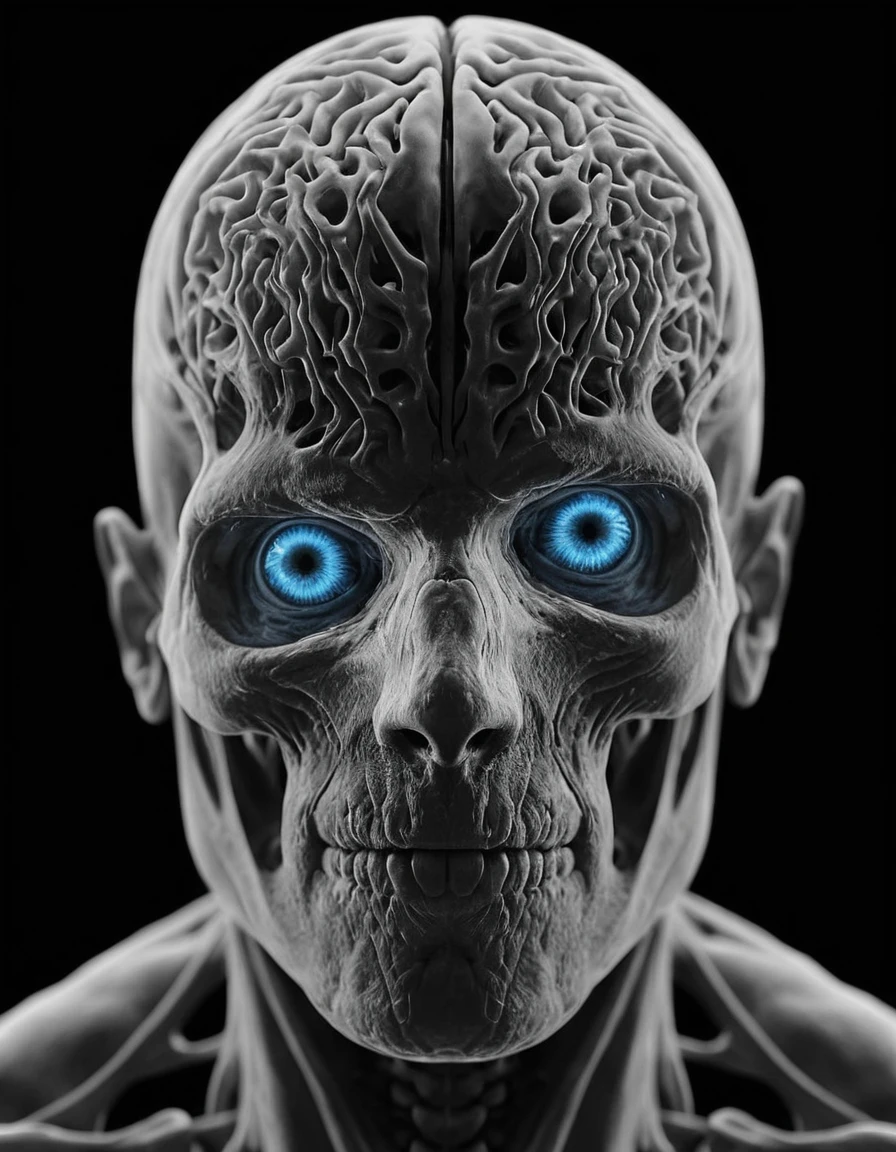 Scan numérique du cerveau humain avec cible sur le cortex préfrontal