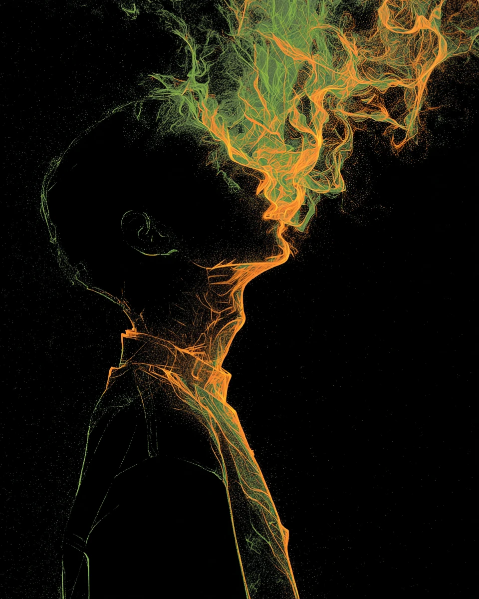 Silueta humana llena de glitch en diseño abstracto de ropa urbana