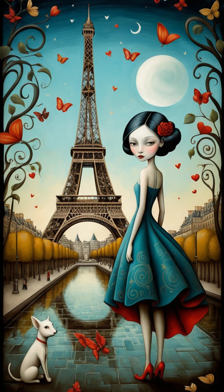 Escena romántica al amanecer bajo la Torre Eiffel en París