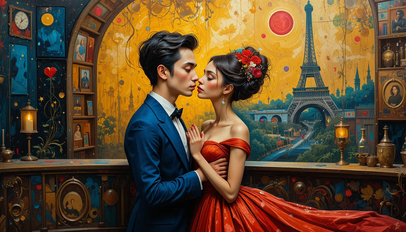Young poet in dreamy Parisian street at dawn