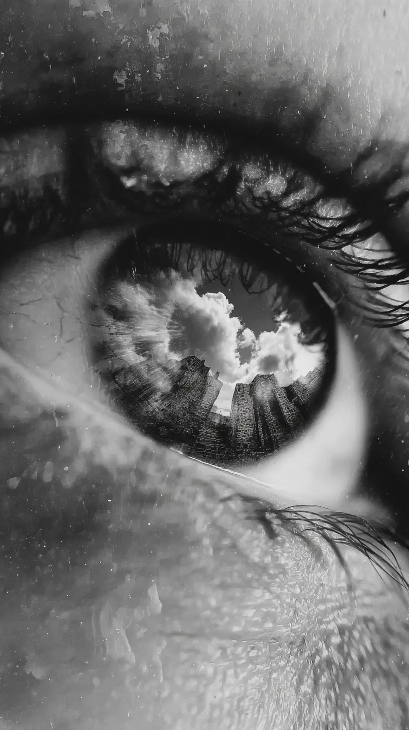 Visionary dream world imagined behind closed eyes