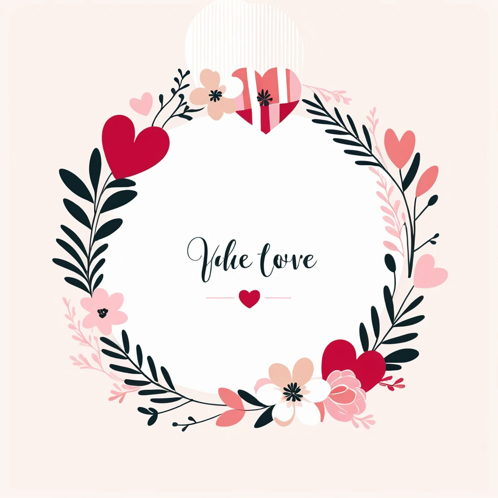 Minimal pastel Valentine hearts with soft floral accents