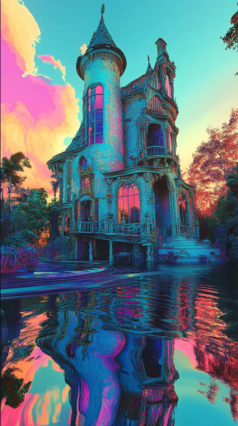 Surreal twisted house emerging from a looping dreamlike realm