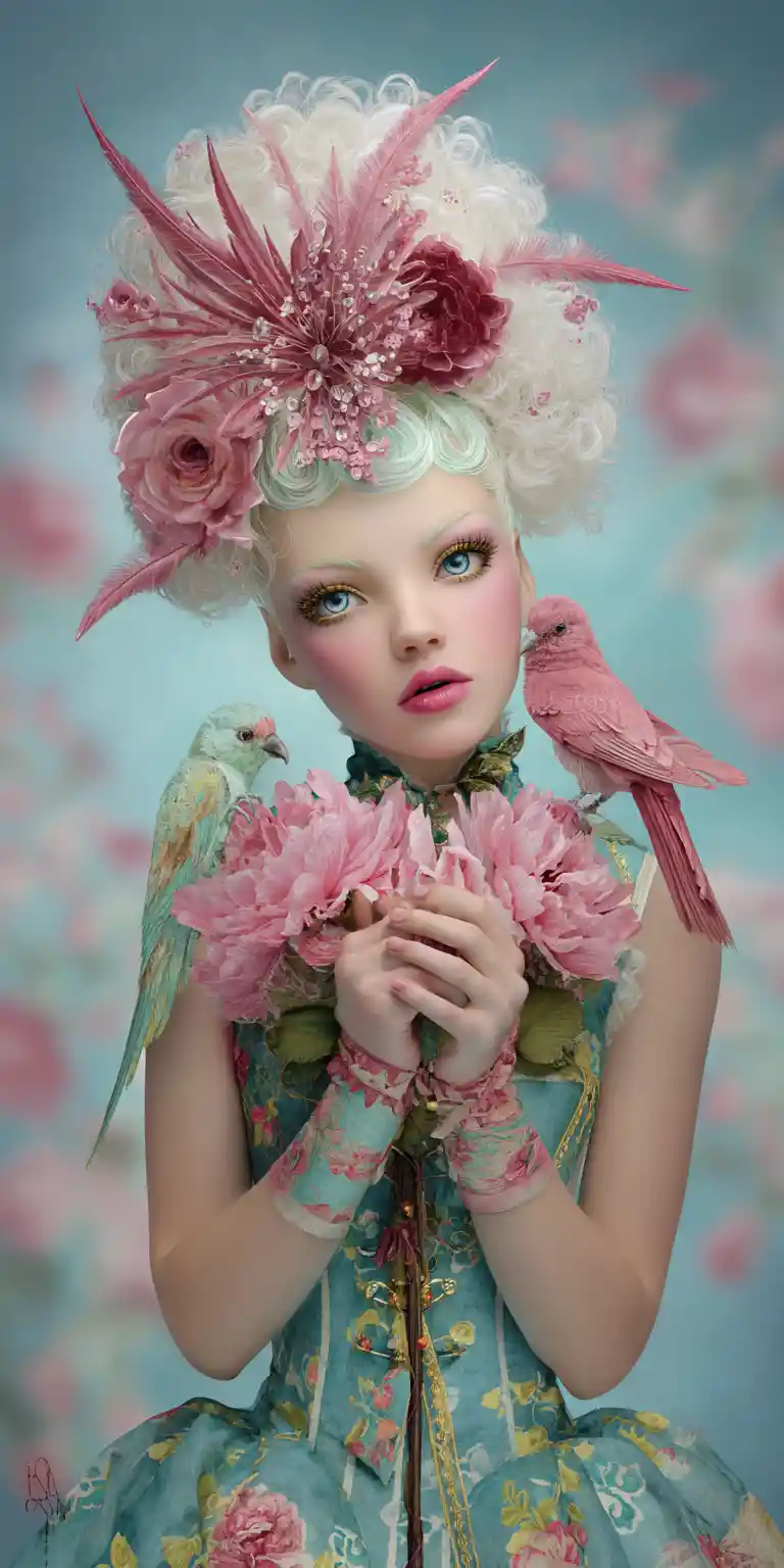 Mystical fantasy woman with dreamy ethereal illustration style