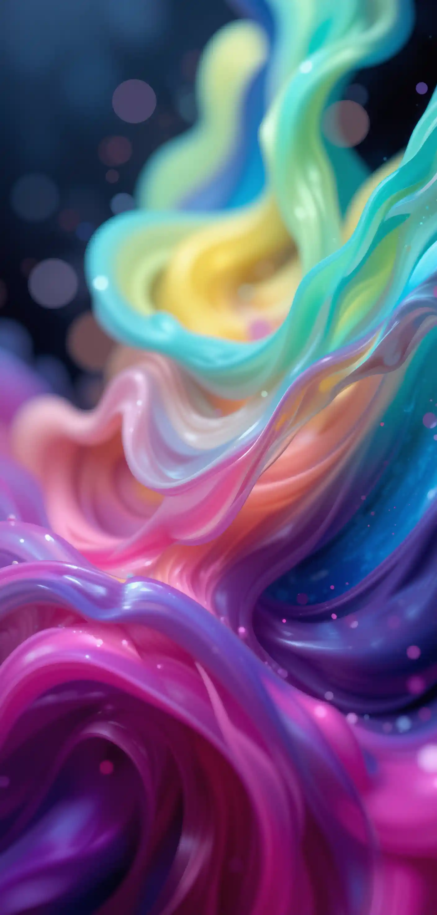 Colorful abstract fluid shapes with glowing rim lighting