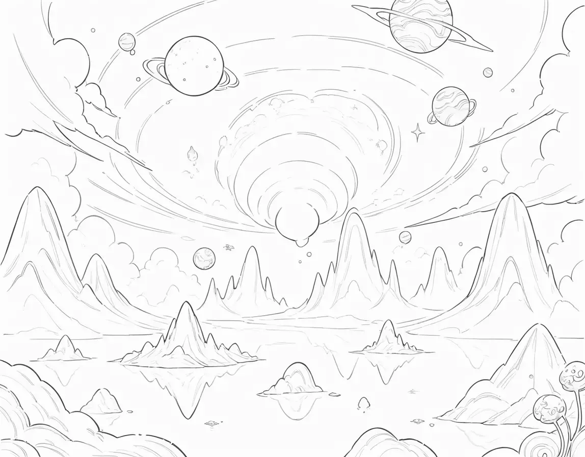 Surreal Cosmic Landscape With Floating Islands And Twin Suns