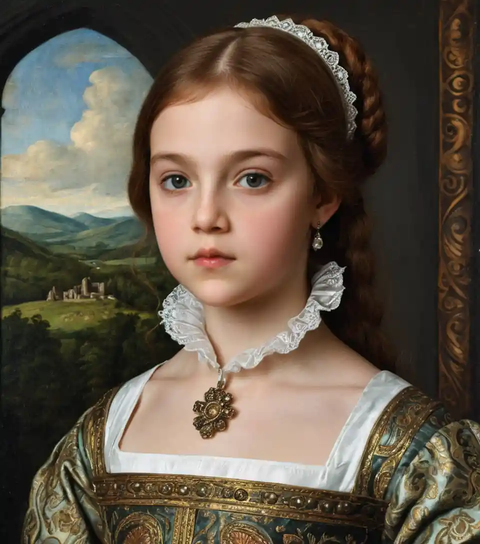 Renaissance portrait of a Scottish teenage girl in 16th century style