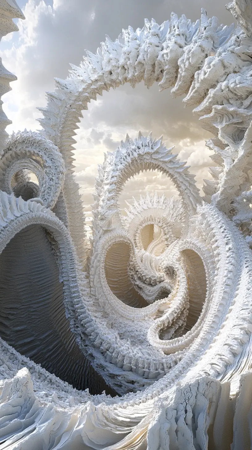 Surreal figure emerging from a twisted dreamlike abstract realm
