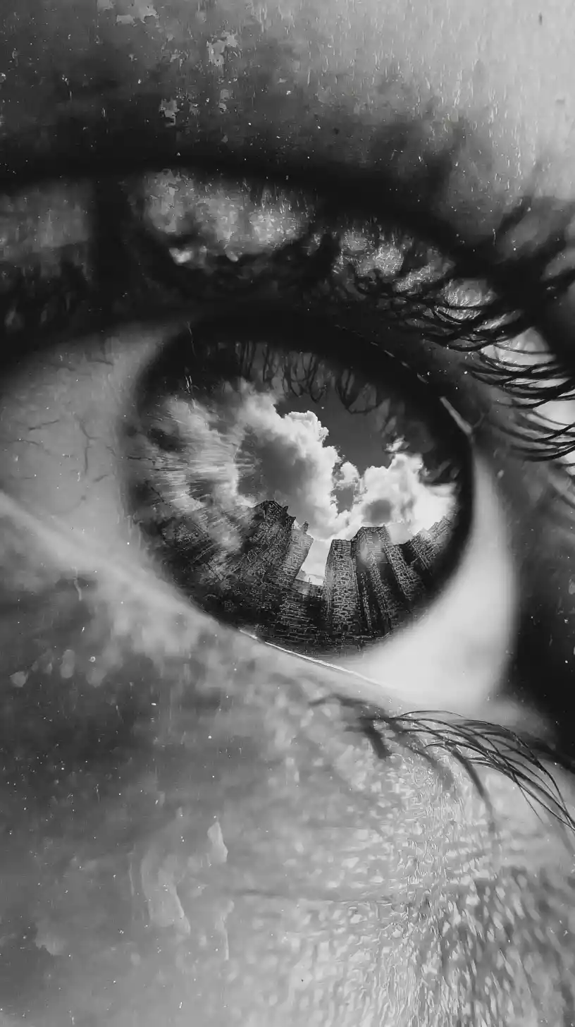 Visionary dream world imagined behind closed eyes