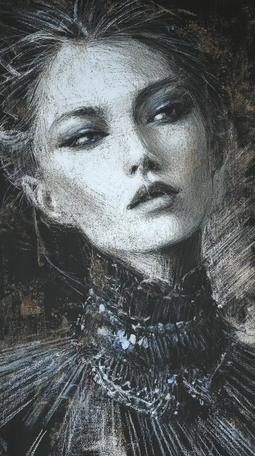 Supernatural femme fatale in ocean inspired couture portrait