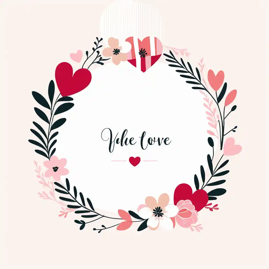 Minimal pastel Valentine hearts with soft floral accents