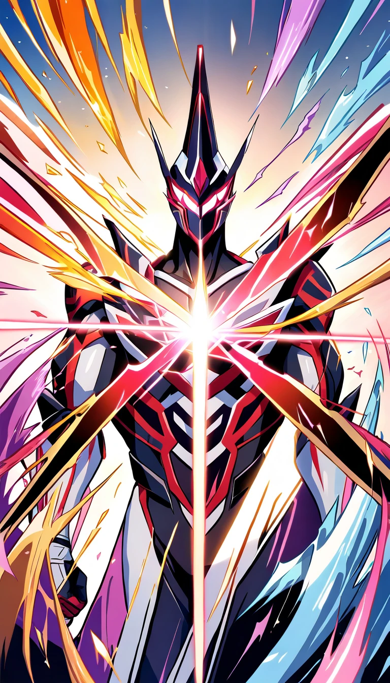 Hombre de anime confiado con el cabello dividido en rojo y blanco